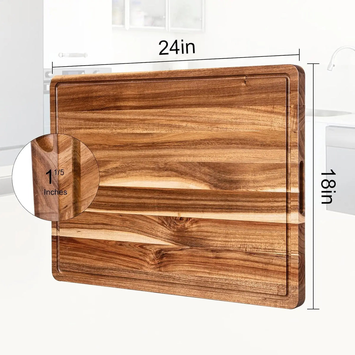 Twister.Ck Reversible Wood Cutting Board With Juice Groove