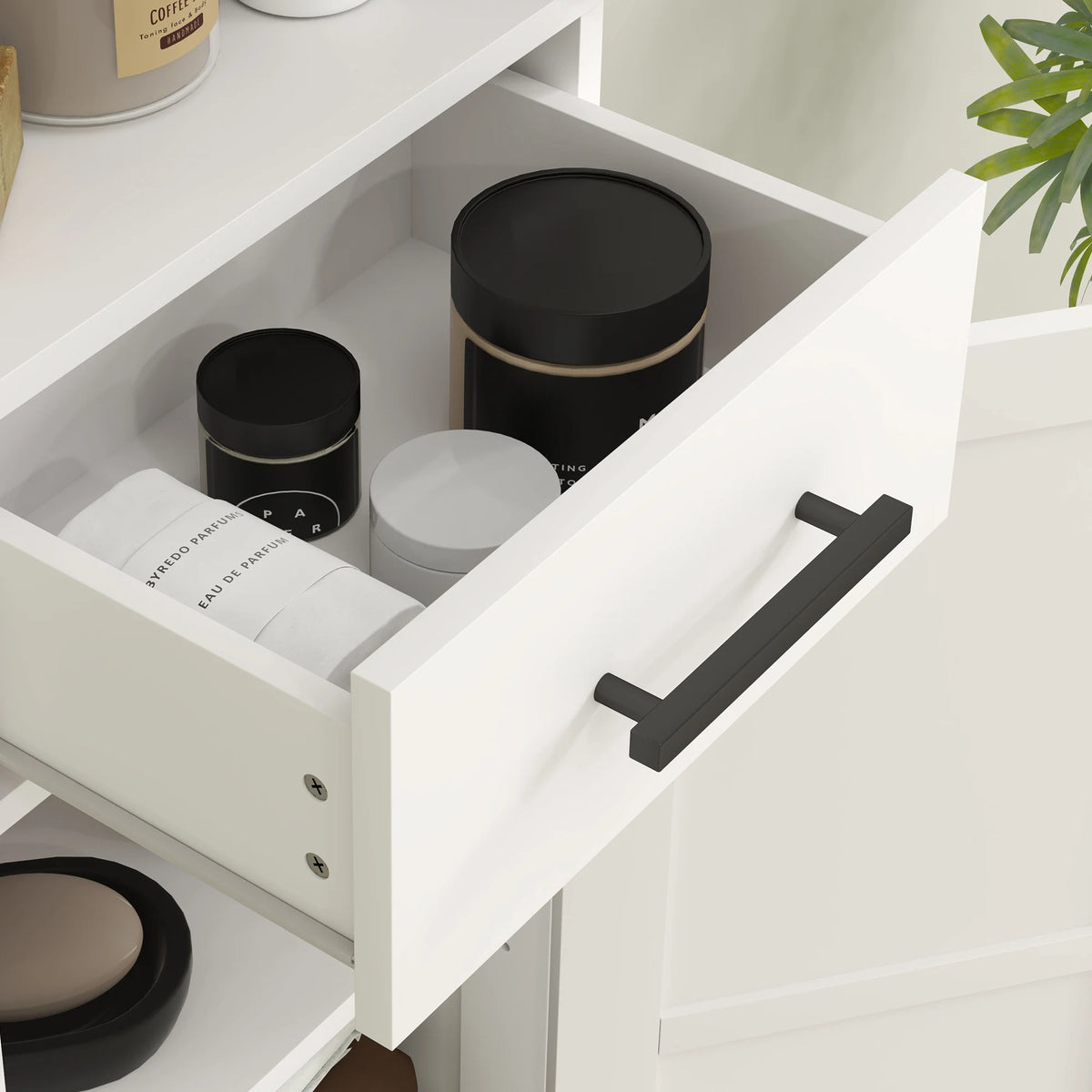 Homcom Bathroom Storage Cabinet With Drawer And Barn Doors