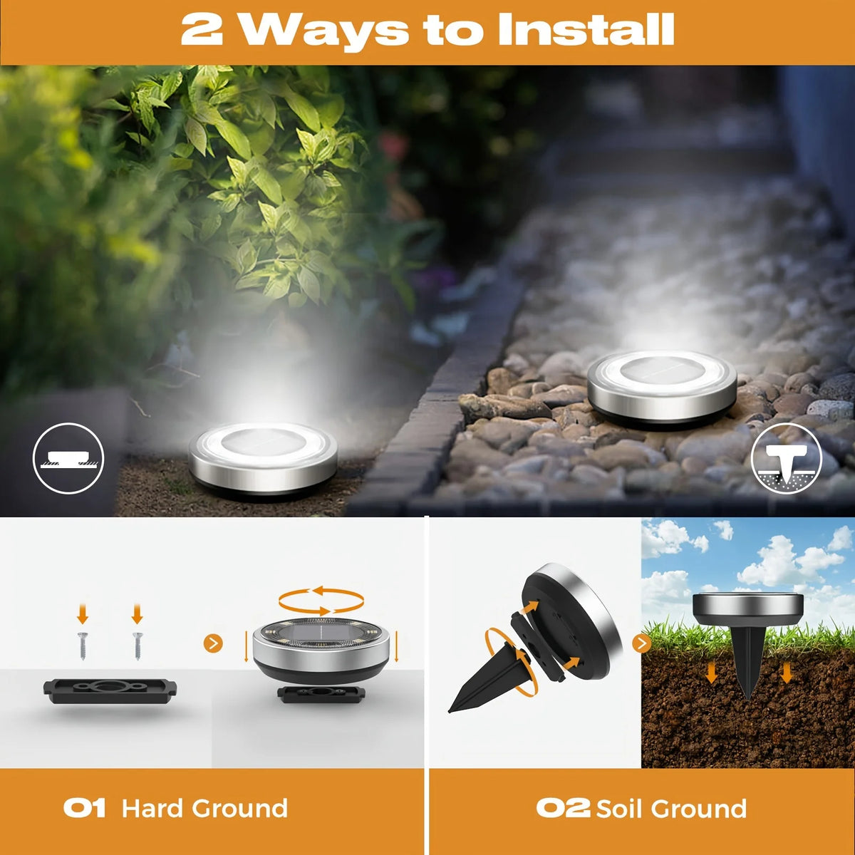 Solar Powered In Ground Landscape Lighting For Gardens