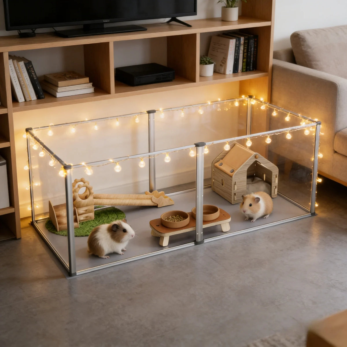 Six Panel Acrylic Pet Play Pen With Waterproof Floor Pad