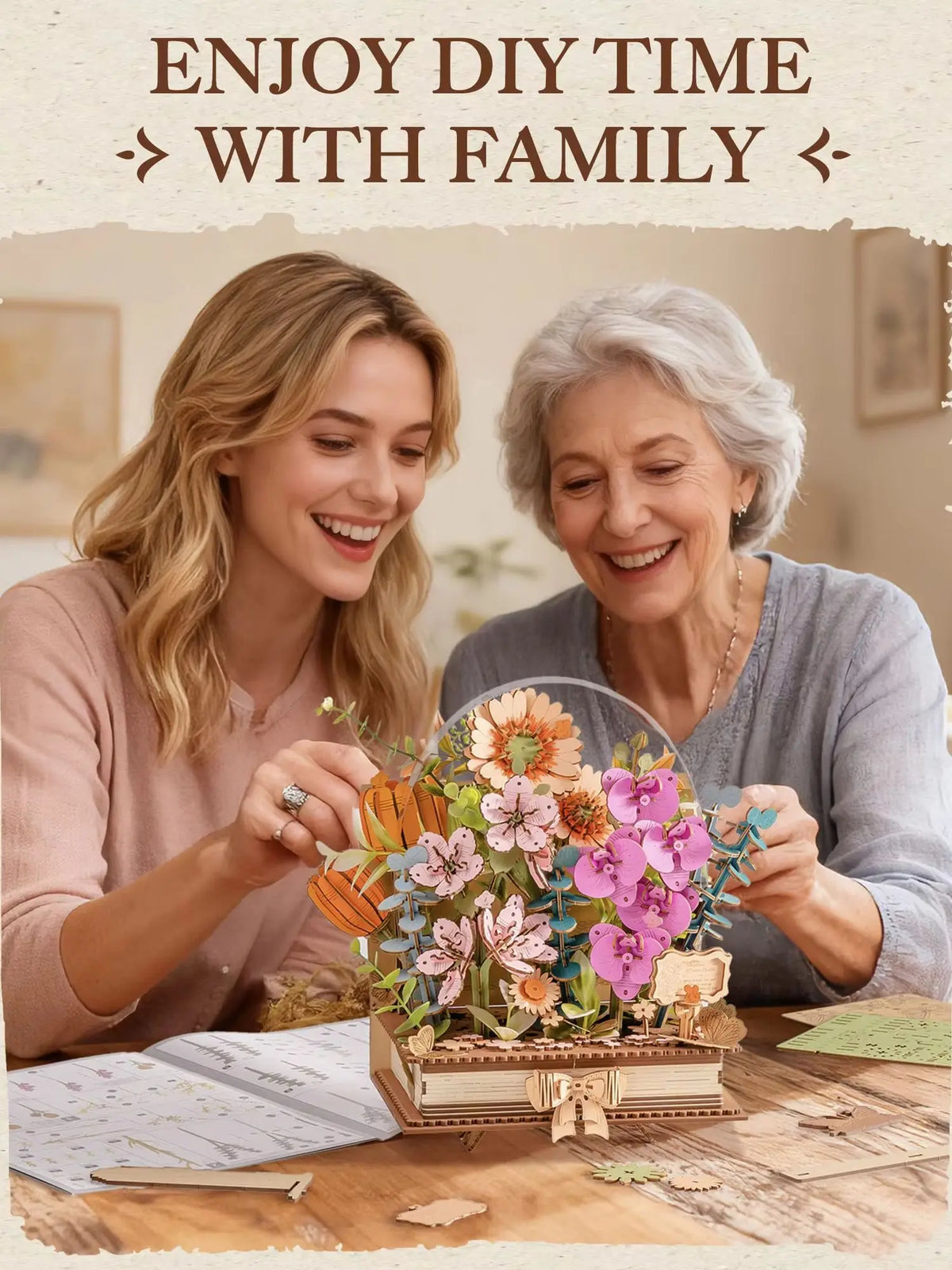 Rolife 3D Wooden Blooming Book Puzzle Kit For Gift Lovers