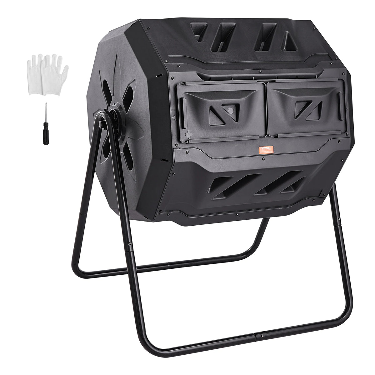 SucceBuy Dual Chamber Tumbling Compost Bin For Outdoor Gardening