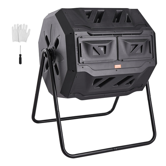 SucceBuy Dual Chamber Tumbling Compost Bin For Outdoor Gardening