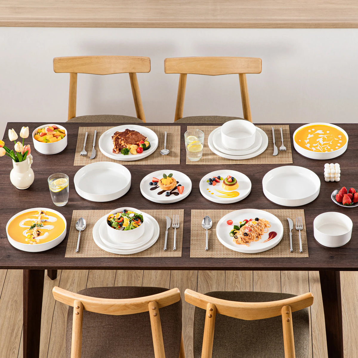 Malacasa Modern Ceramic Dinner Plates And Bowls Set