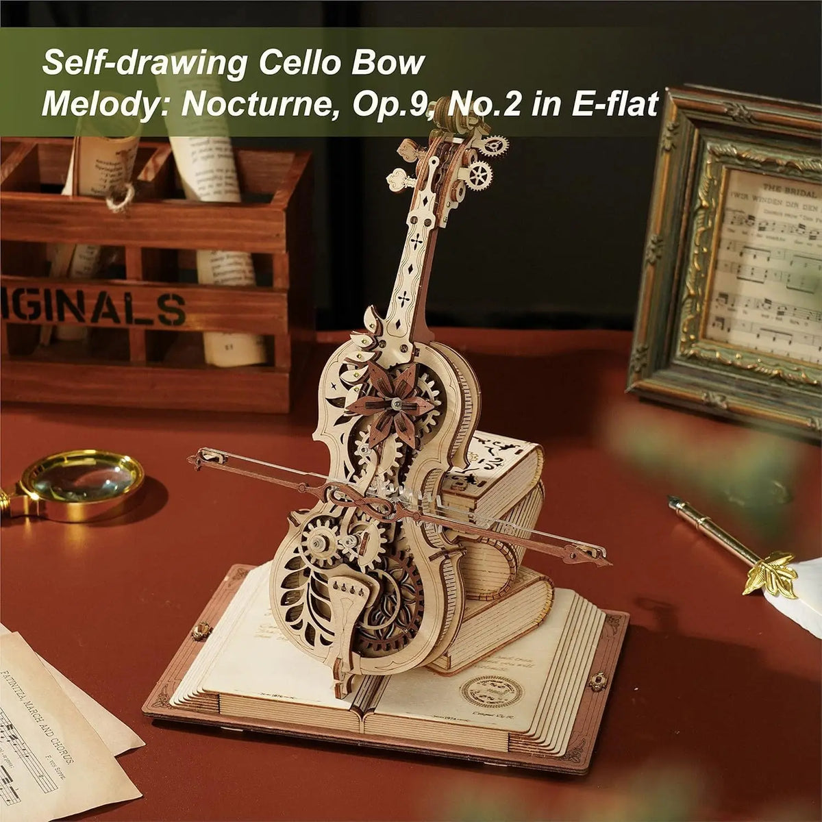 Robotime 3D Wooden Puzzle Mechanical Cello Music Craft Toy