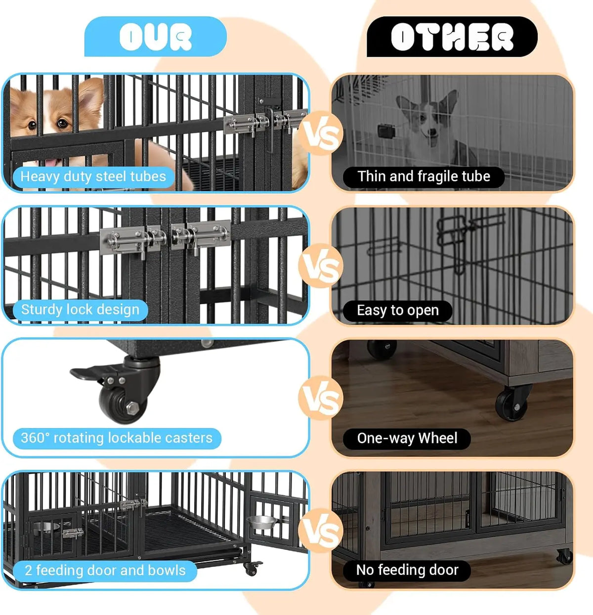 Anixol Heavy Duty Metal Dog Crate With Secure Double Doors