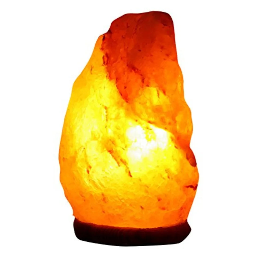Natural Himalayan Salt Lamp With Wooden Base And Decorative Glow