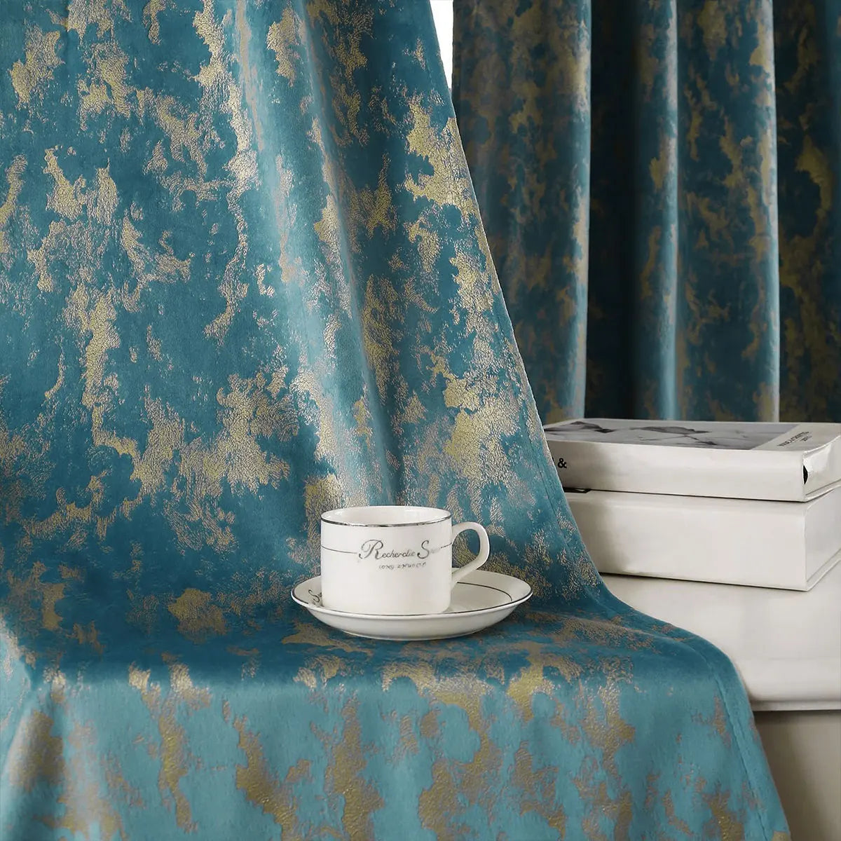 Luxury Velvet Blackout Curtains Two Panel Window Drape Set