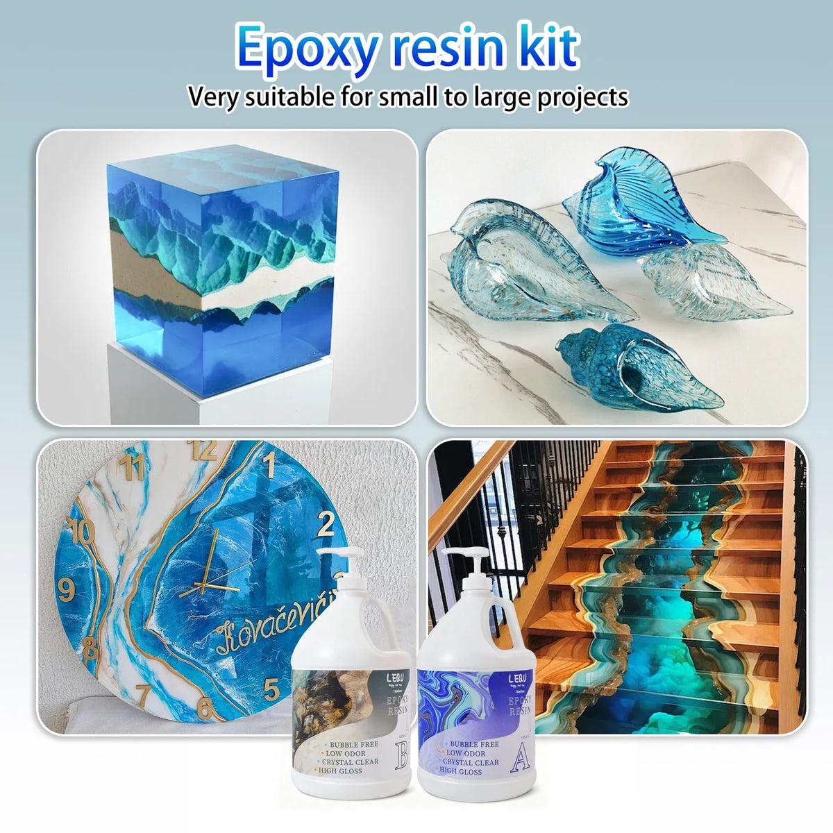 LEQU Crystal Clear Epoxy Resin Kit for Coating and Casting