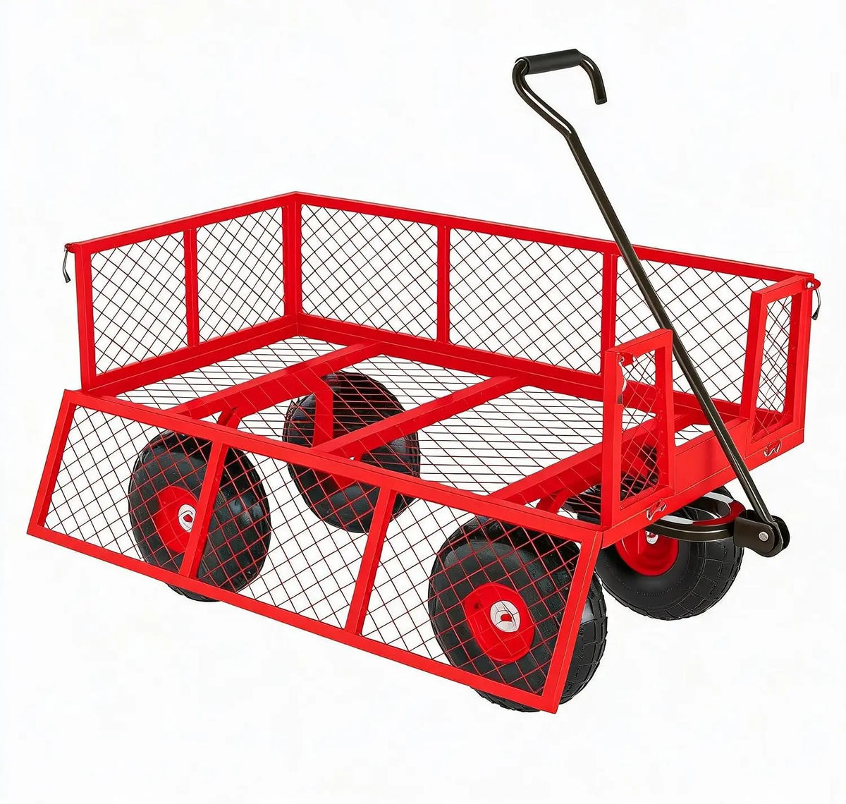 Tacleekii Heavy Duty Steel Garden Cart With Durable Mesh Tray