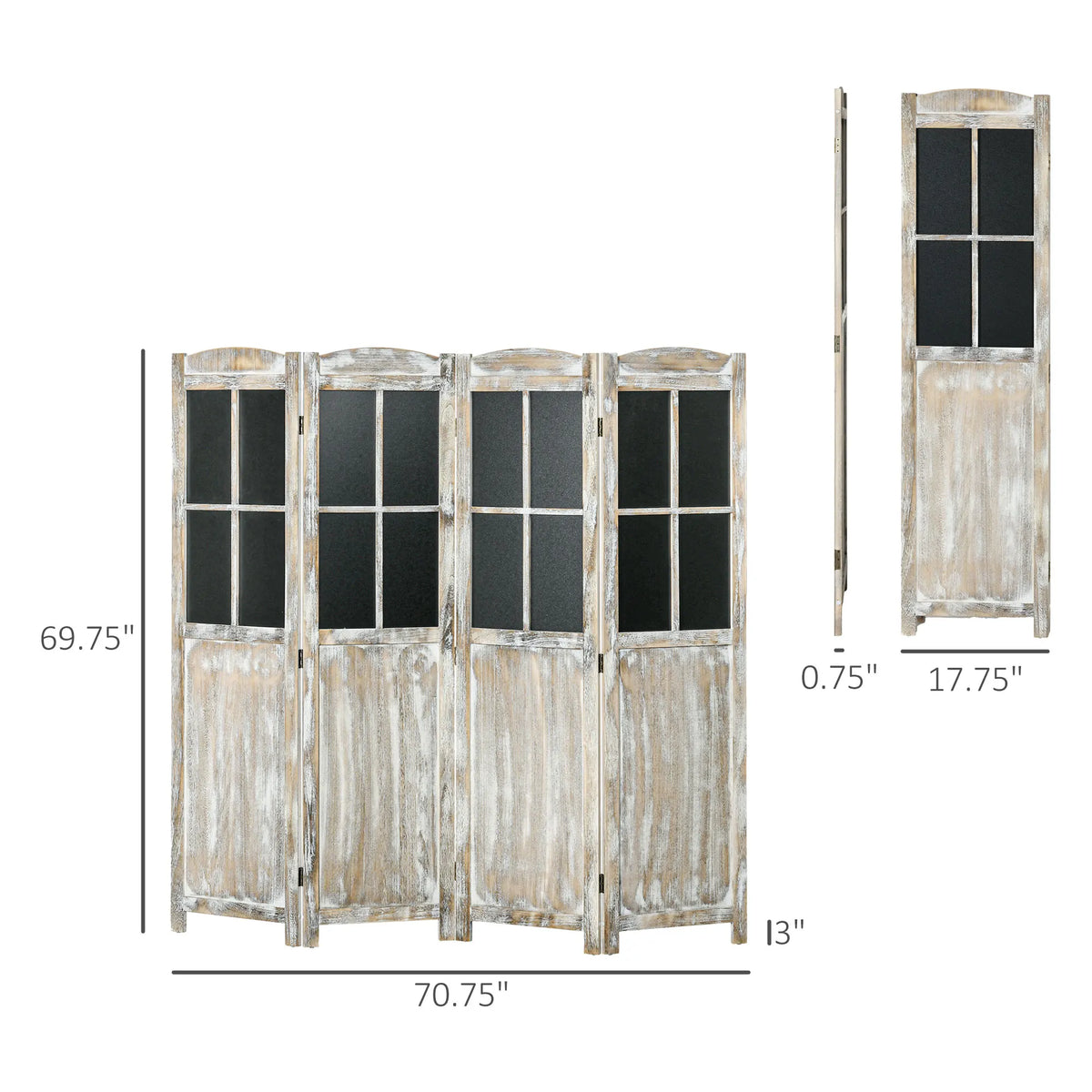 Homcom Four Panel Folding Wood Privacy Room Divider Screen