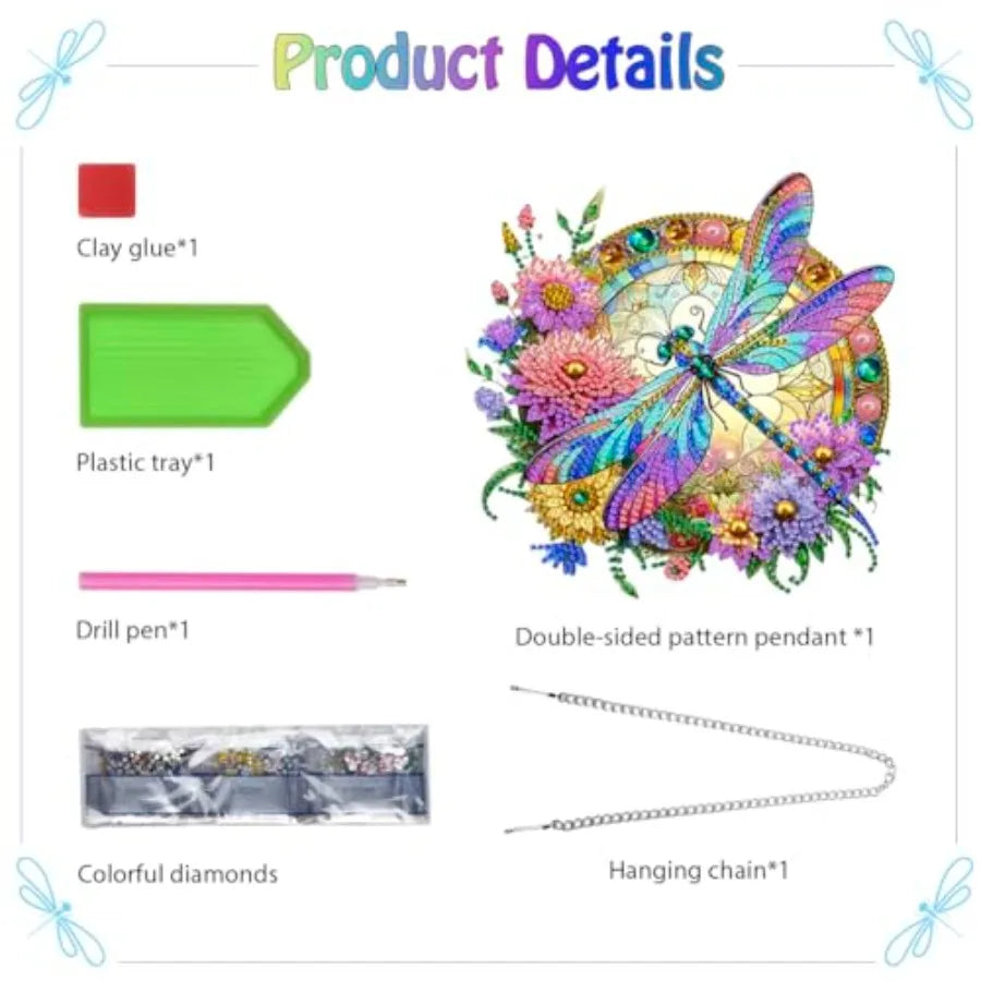 Diamond Painting Flower Pendant Kit With Double Sided Window Ornament