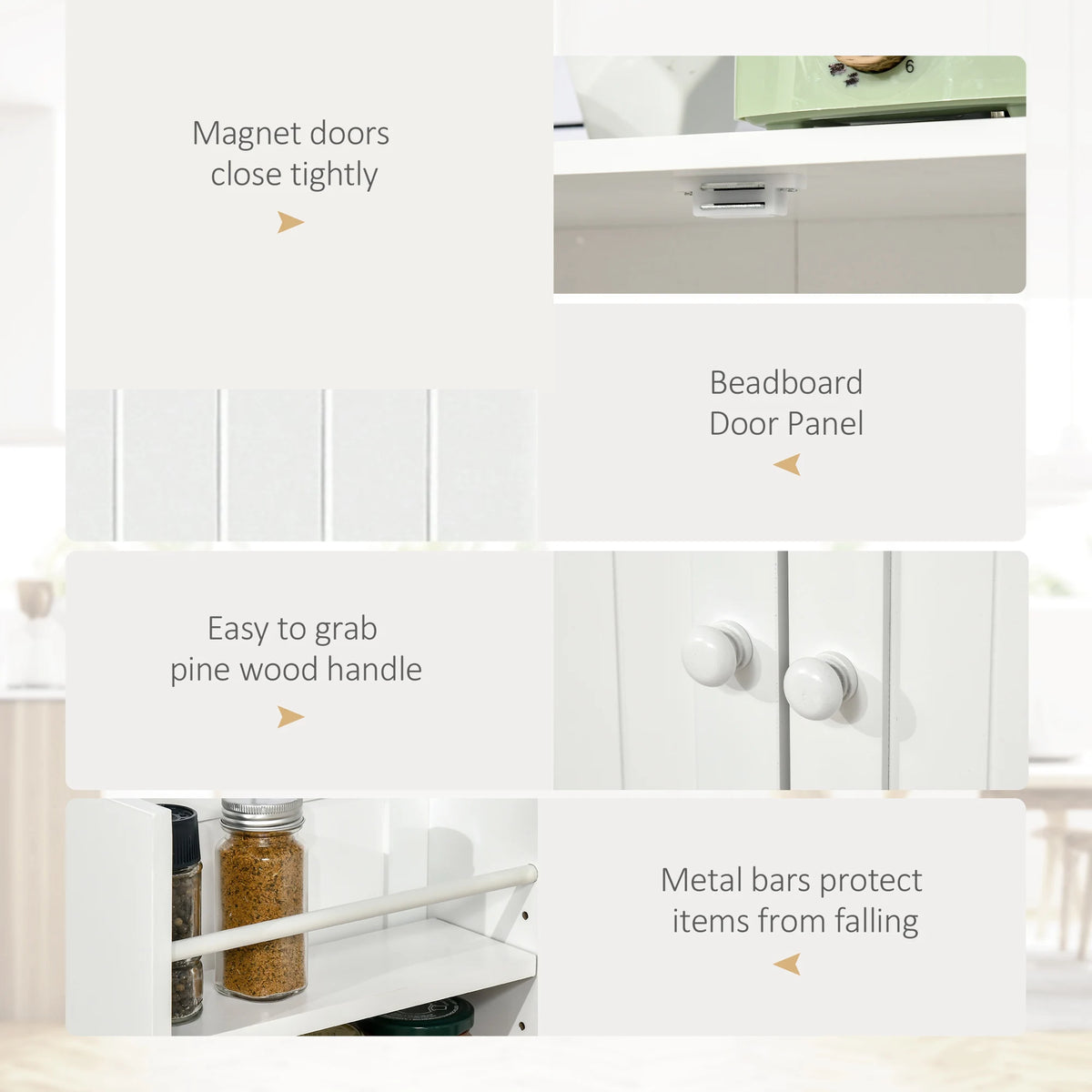 HOMCOM Freestanding Kitchen Pantry Cabinet With Adjustable Shelves