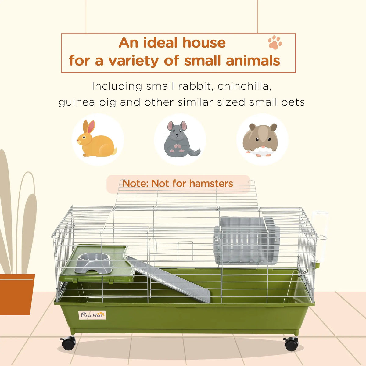 Rolling Small Animal Cage With Ramp And Platform For Pets
