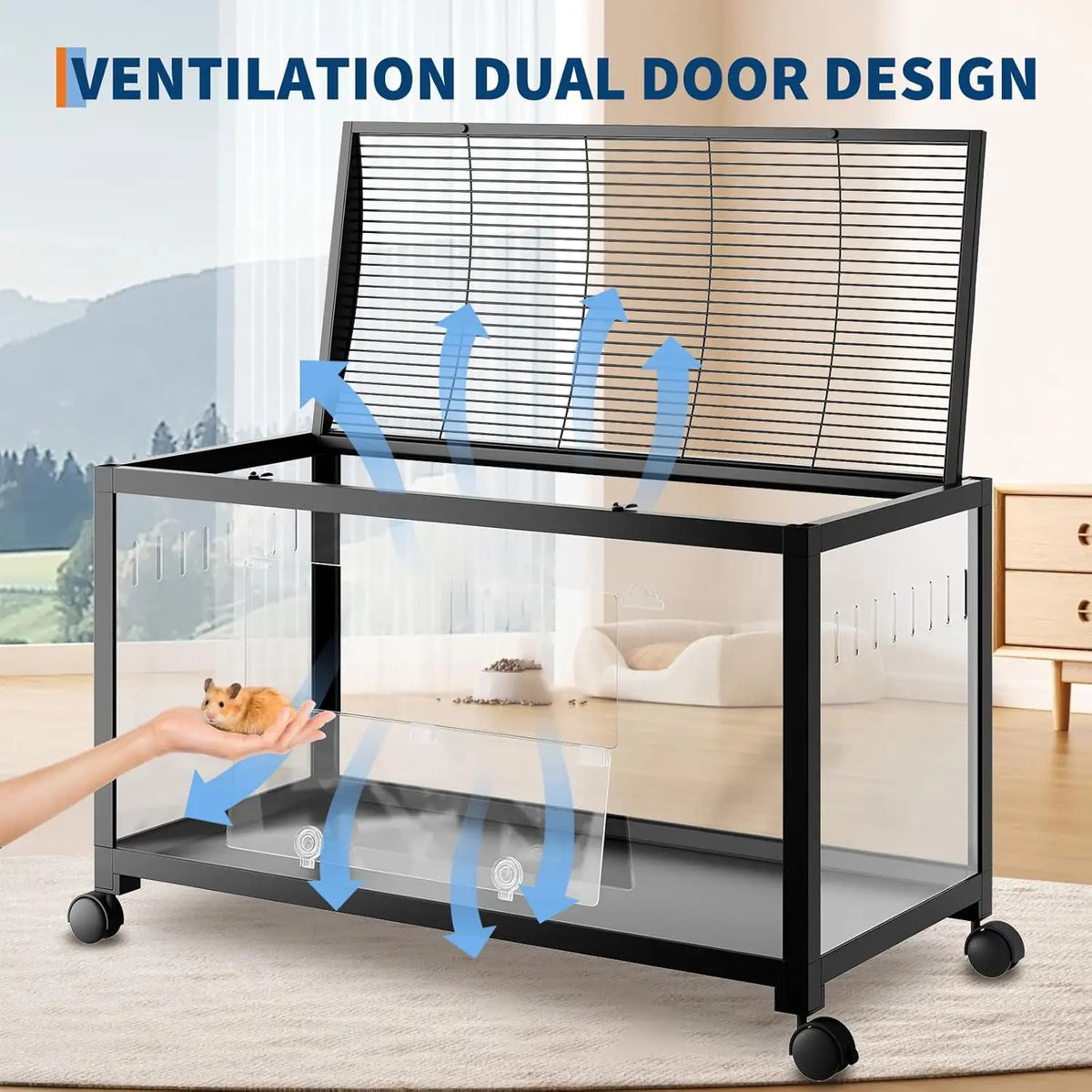 HiMISS Three Tier Metal Hamster Cage With Exercise Wheel Kit