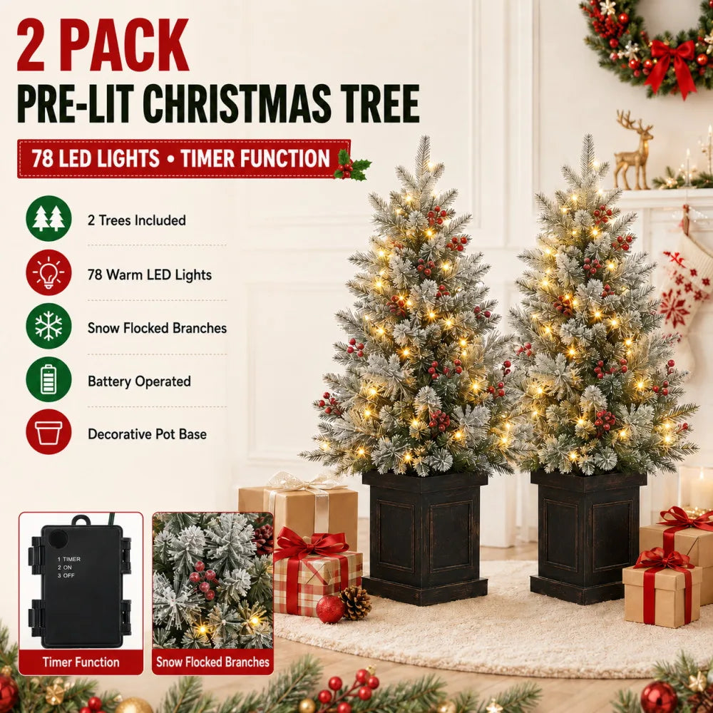 Pre Lit Artificial Christmas Tree With Timer For Seasonal Decor