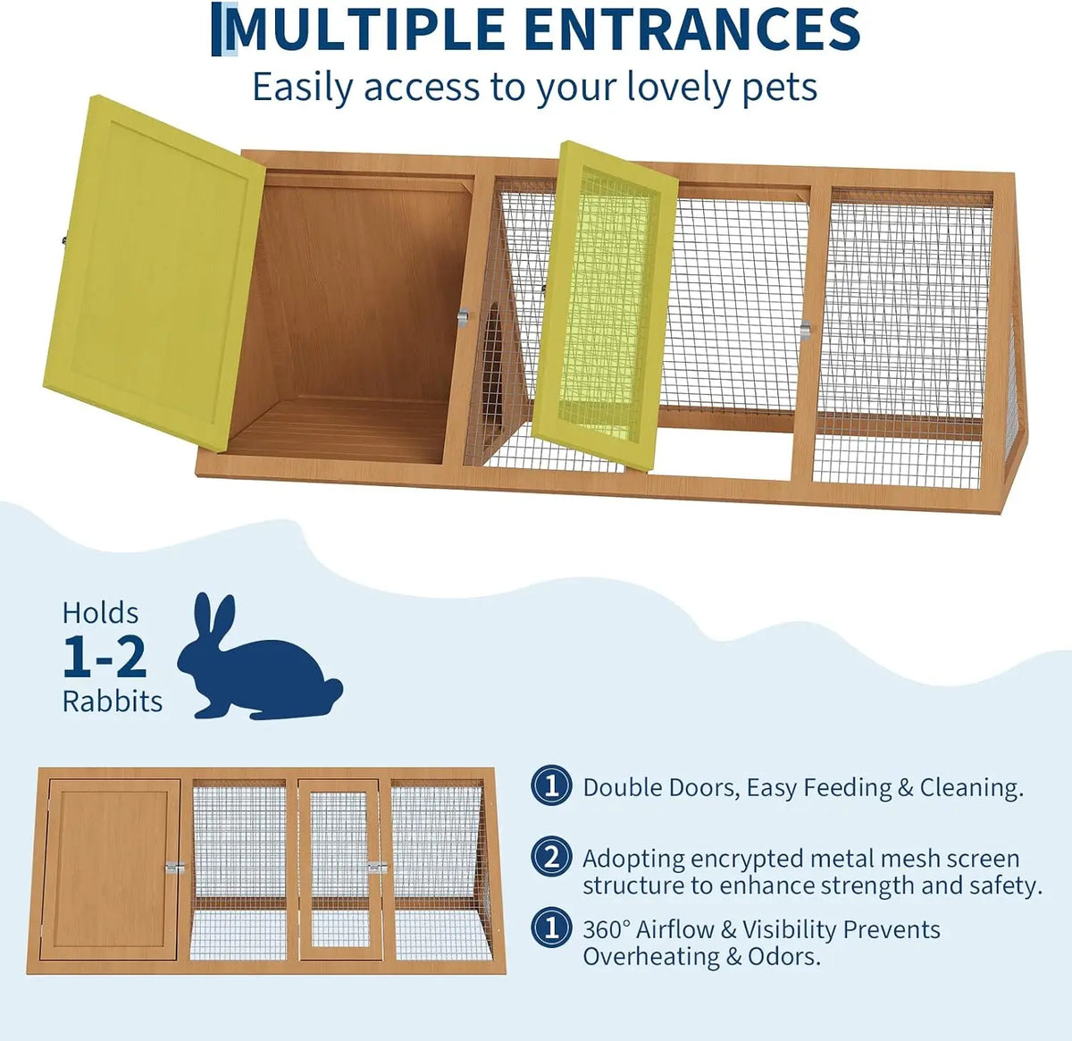 A Frame Wooden Rabbit Hutch Quail Coop Ventilated Mesh
