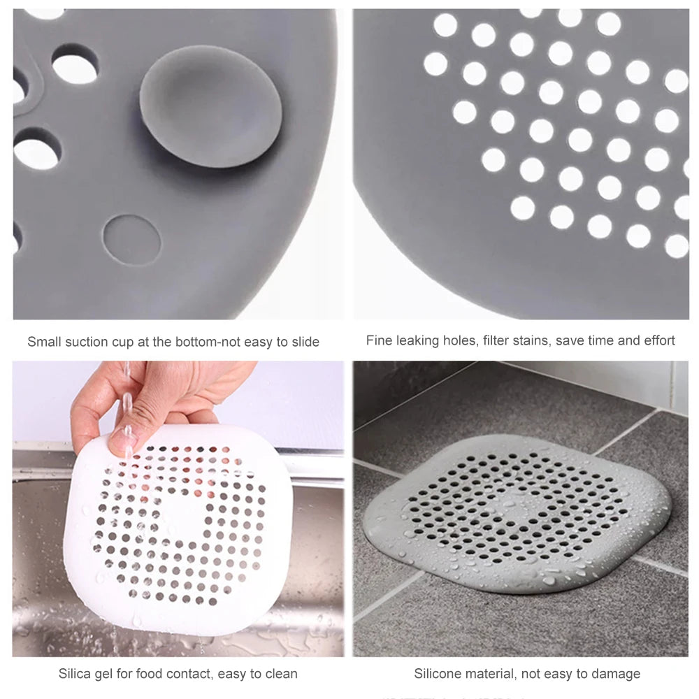 Silicone Drain Strainer Hair Catcher Suction Cup Bathroom Accessory