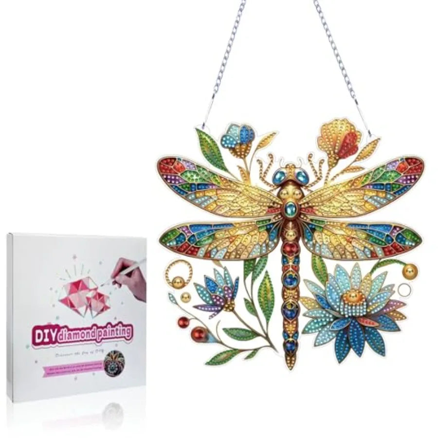 Diamond Painting Flower Pendant Kit With Double Sided Window Ornament