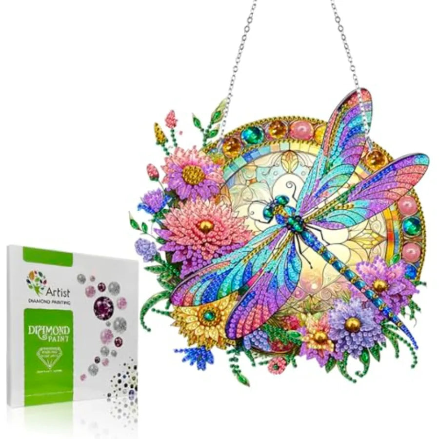 Diamond Painting Flower Pendant Kit With Double Sided Window Ornament