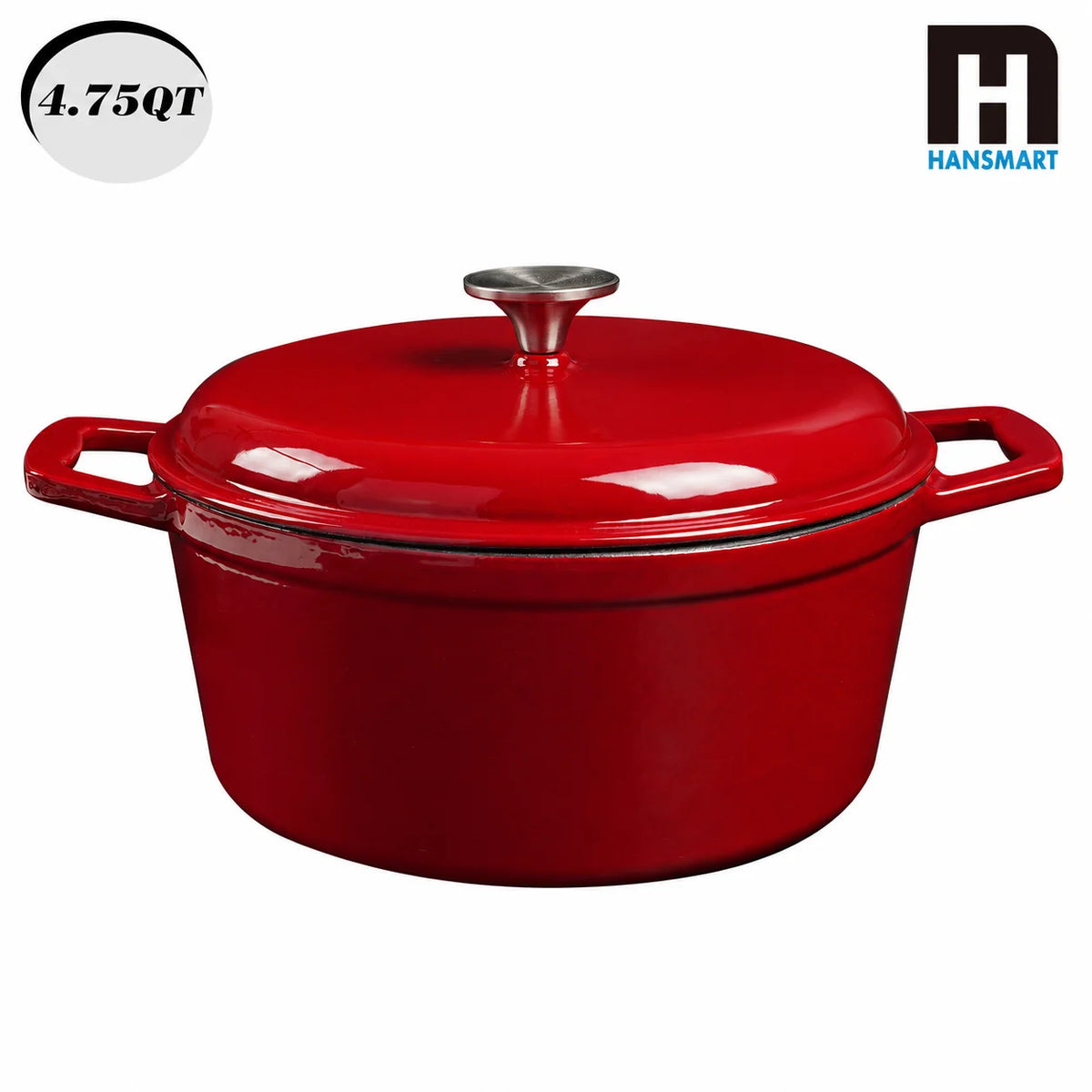 HanSMART Enameled Cast Iron Round Dutch Oven With Lid