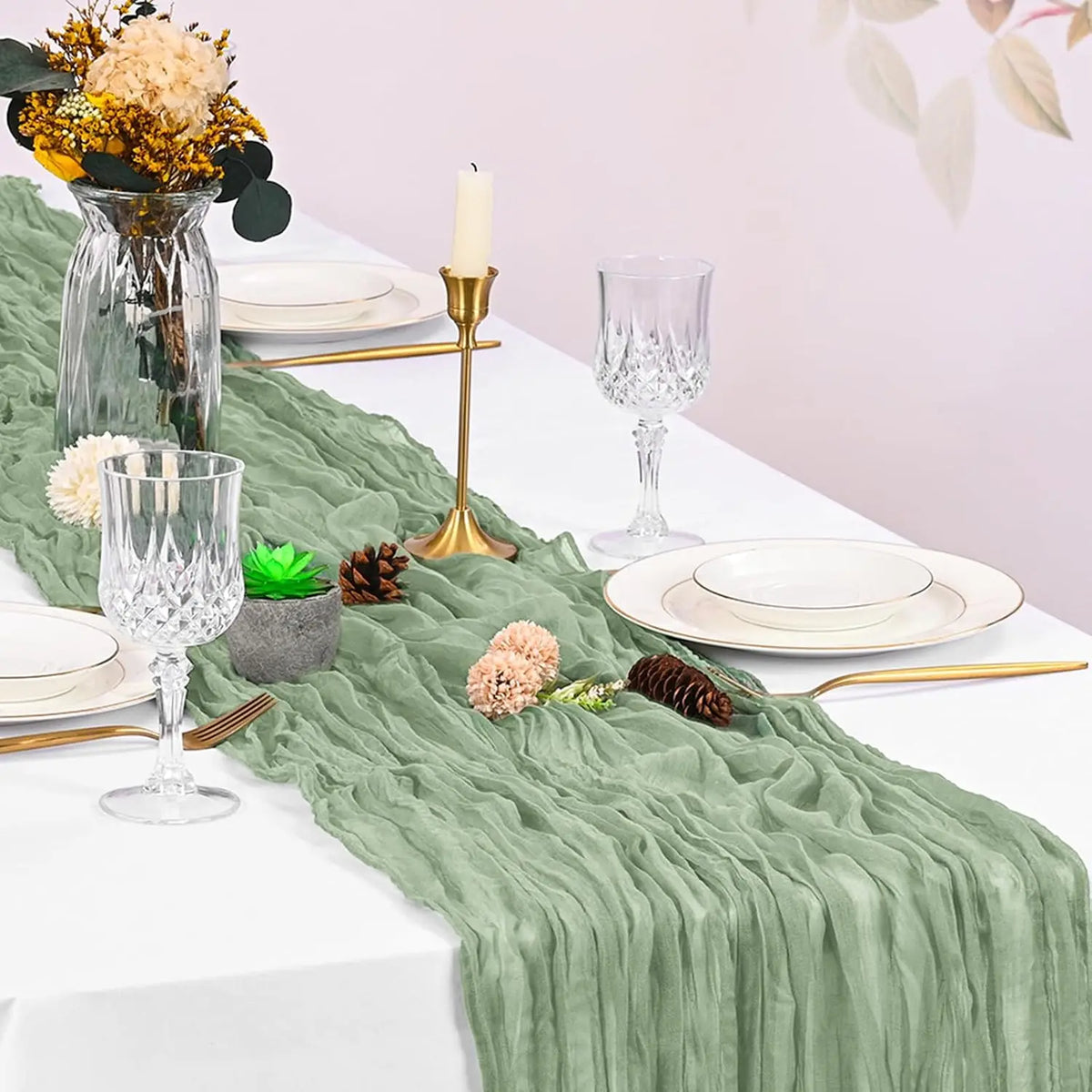 Cheese Cloth Gauze Table Runner For Wedding Reception Decor