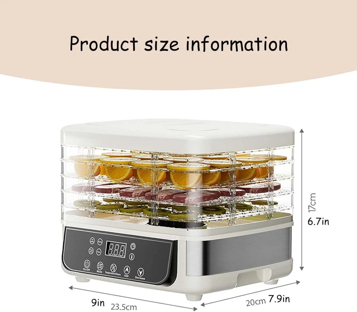 Household Fruit And Vegetable Food Dehydrator With Adjustable Temperature