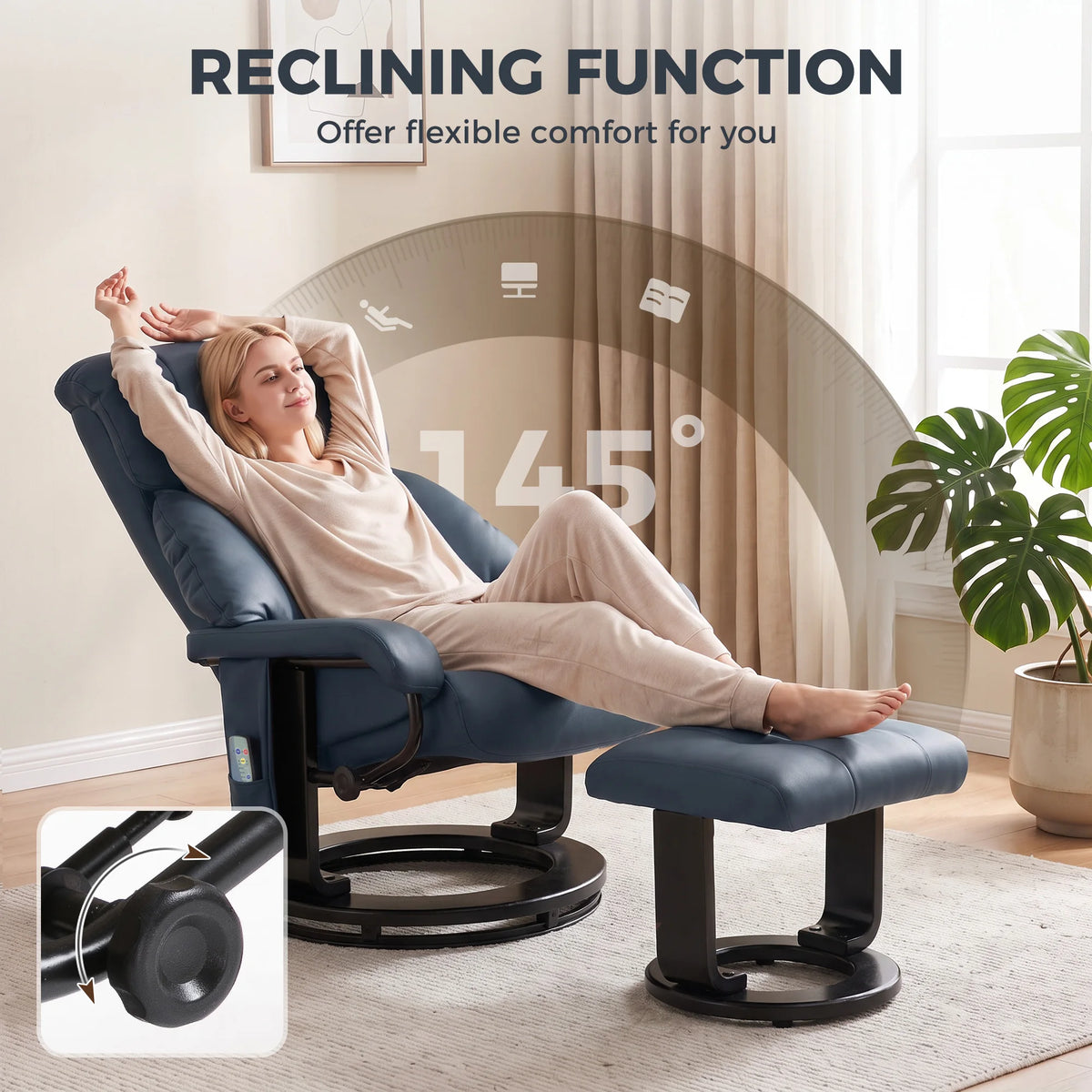 HOMCOM Massage Recliner Chair With Ottoman And 10 Point Vibration
