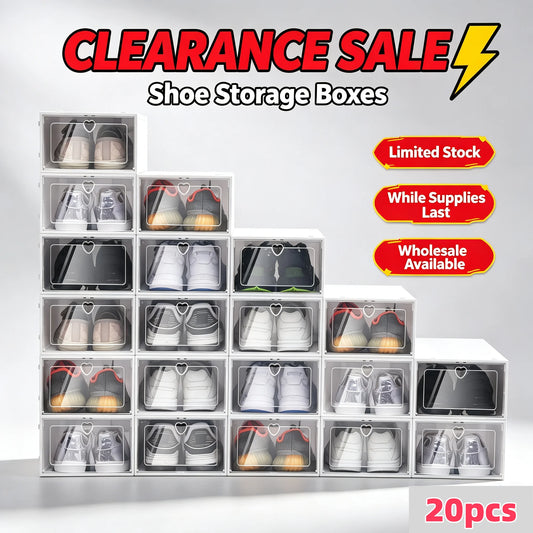 Bymaocar 20 Pcs Stackable Shoe Storage Box Transparent Shoe Organizer