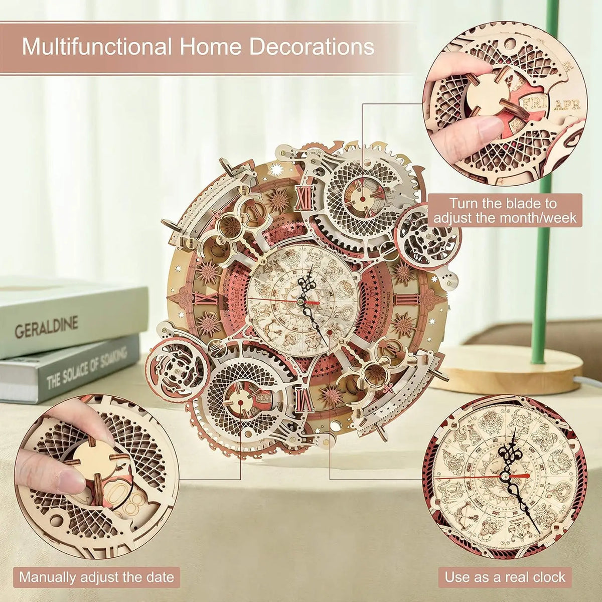 Robotime Wooden Musical Wall Clock 3D DIY Puzzle Kit