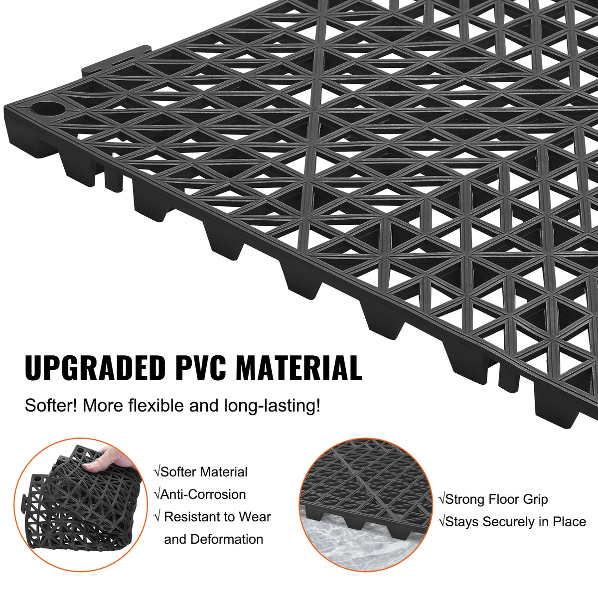SucceBuy Interlocking PVC Drainage Floor Tiles For Bathrooms And Pools