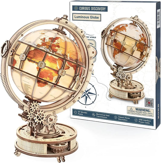 ROKR Wooden 3D Globe Puzzle Mechanical Model Building Kit
