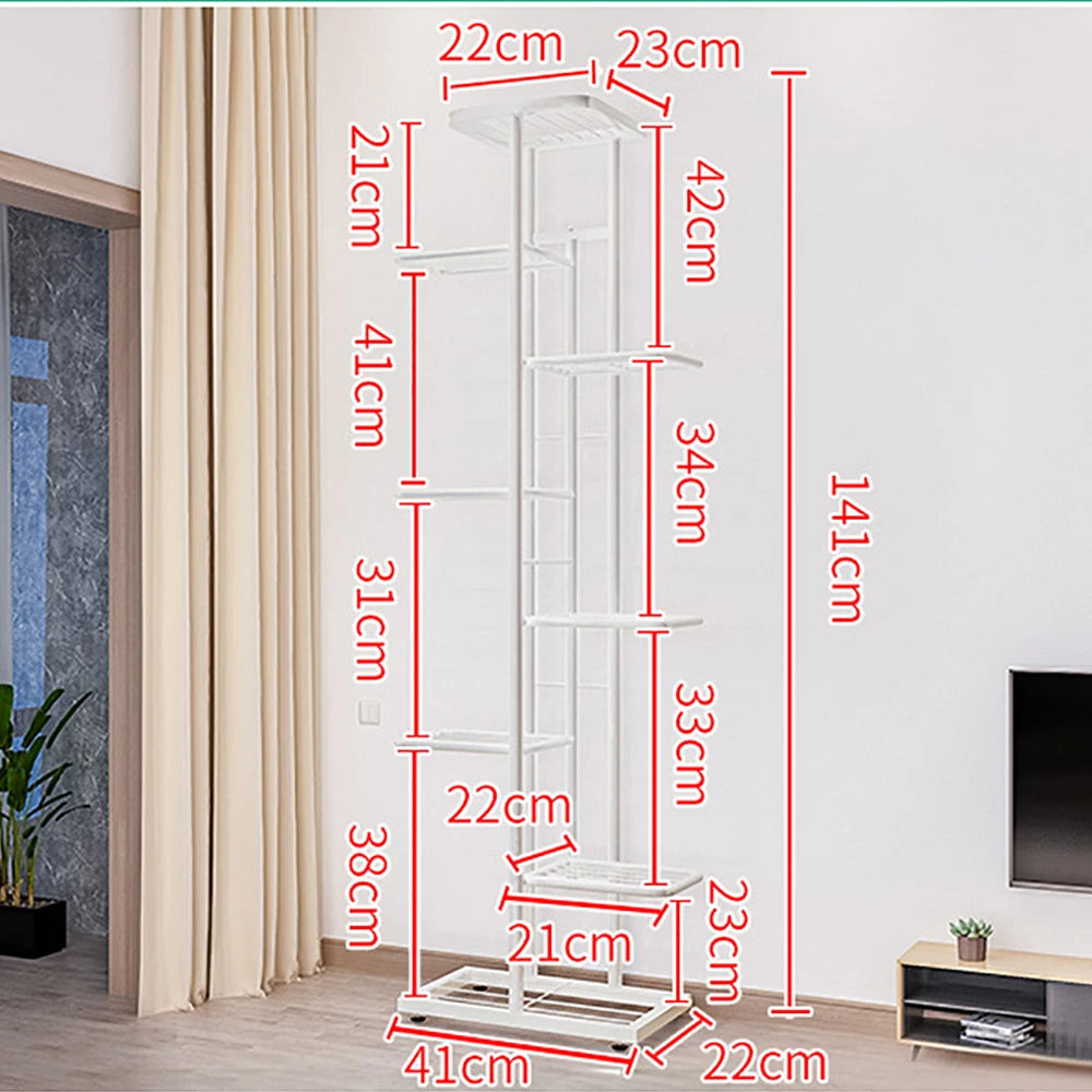 HiMiss 8 Tier Metal Plant Stand For Home And Outdoor Garden