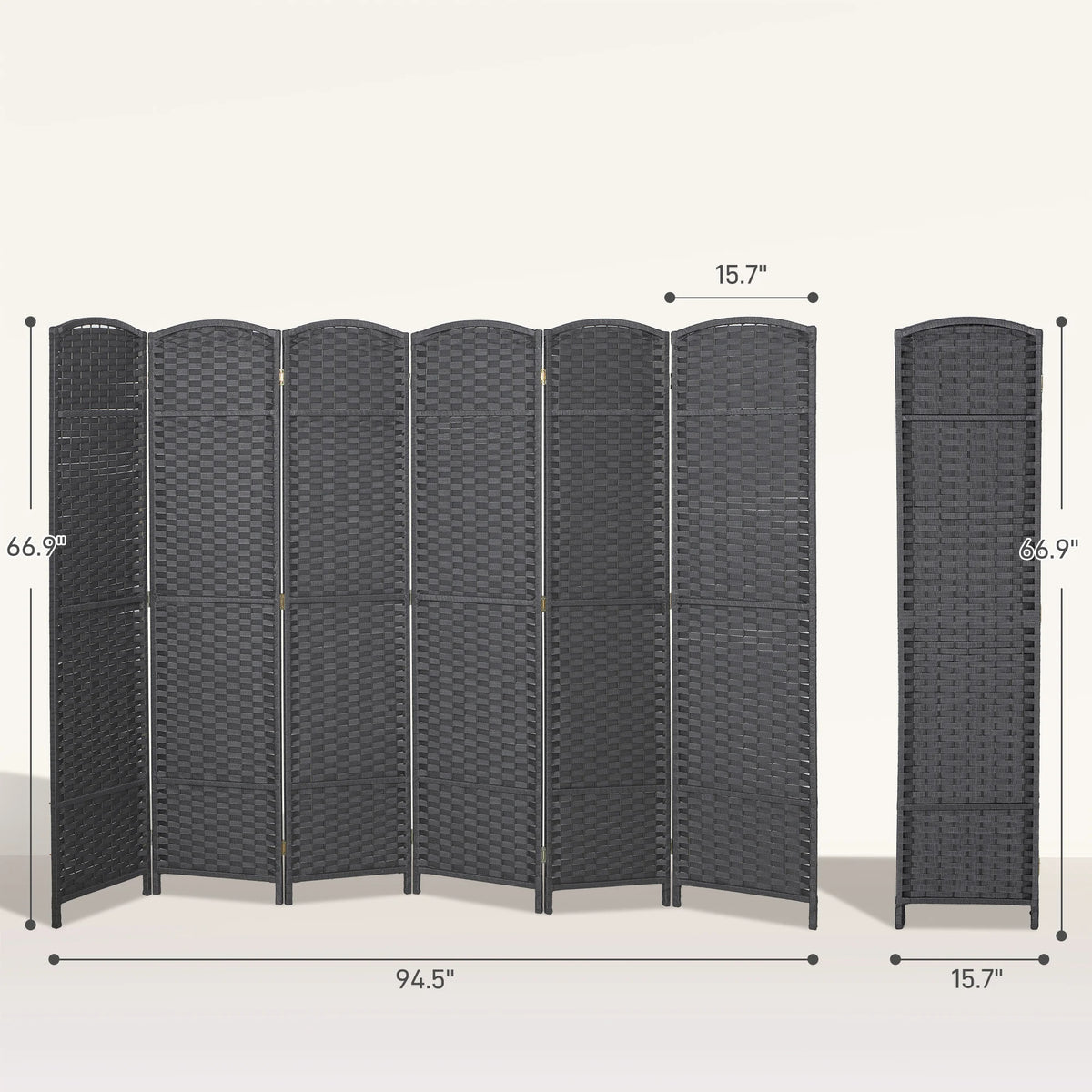 Six Panel Folding Privacy Screen For Home Office And Bedroom