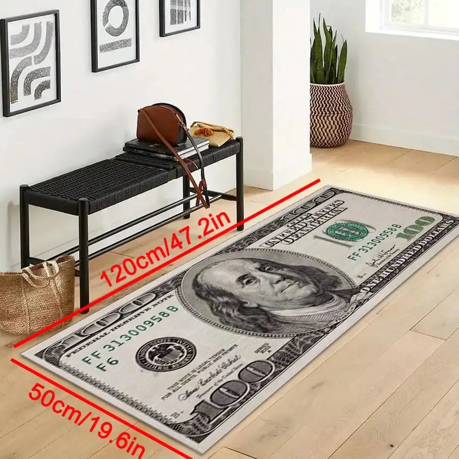Modern Creative Portrait Dollar Bill Nylon Area Rug Indoor