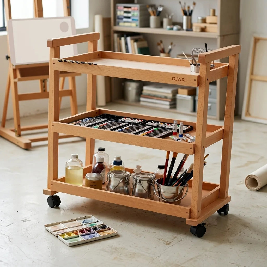 DJAR Rolling Art Supplies Cart With Silicone Pad For Artists