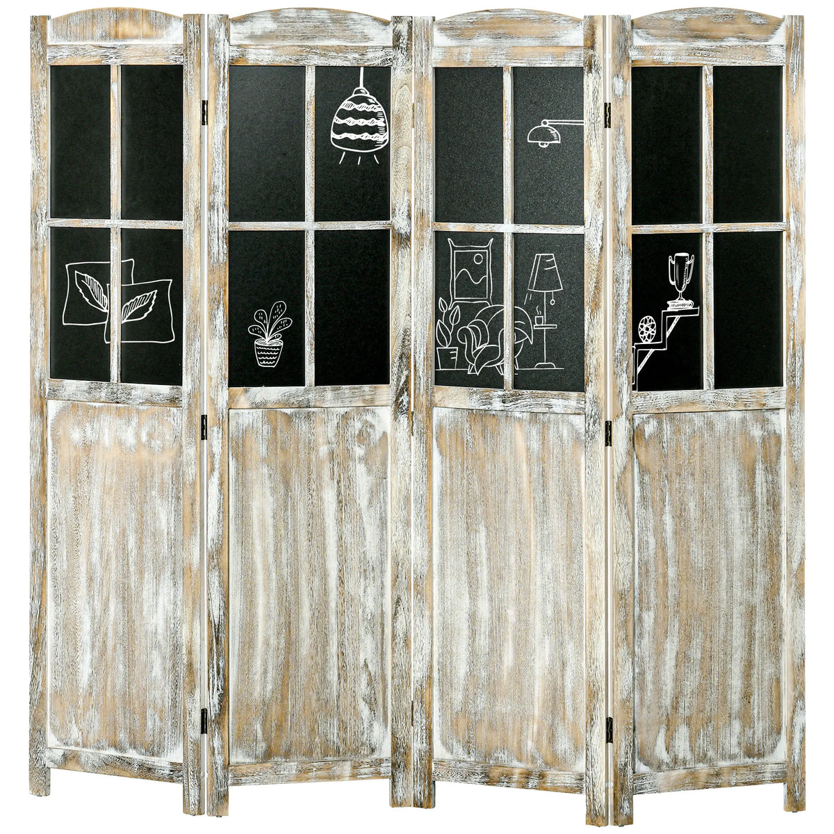 Homcom Four Panel Folding Wood Privacy Room Divider Screen