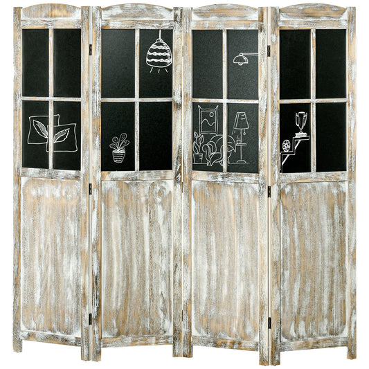 Homcom Four Panel Folding Wood Privacy Room Divider Screen