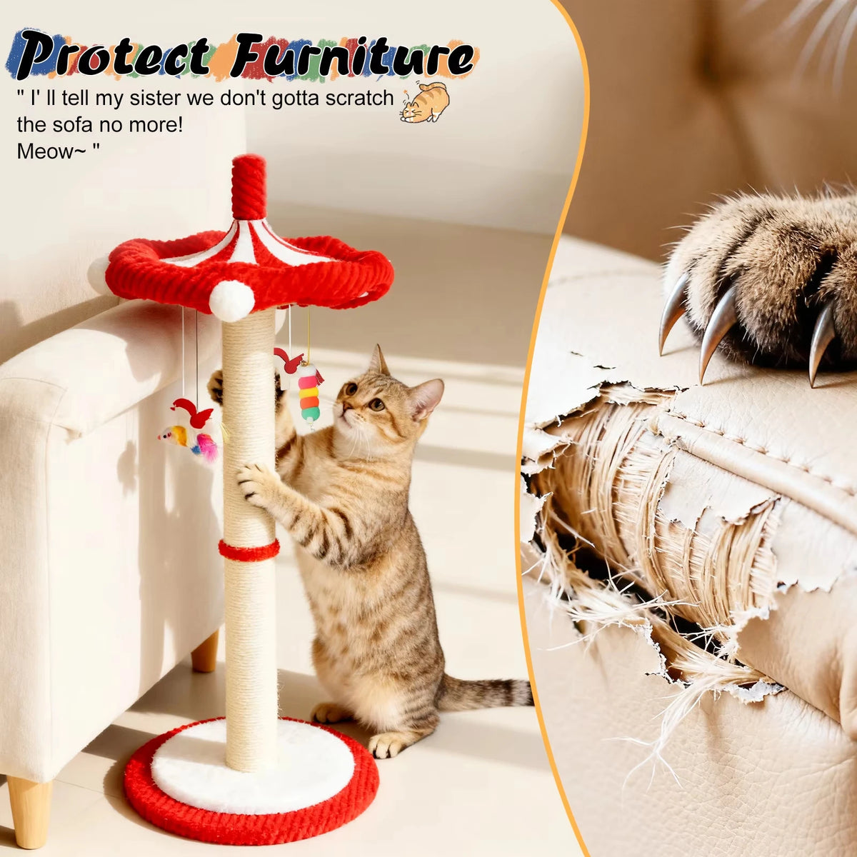 CWV Carousel Cat Scratching Post Featuring Rotating Interactive Toys