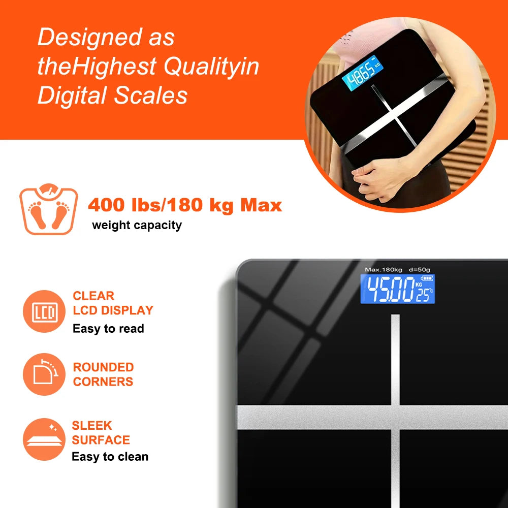 Premium Digital Bathroom Weight Scale With Tempered Glass Platform