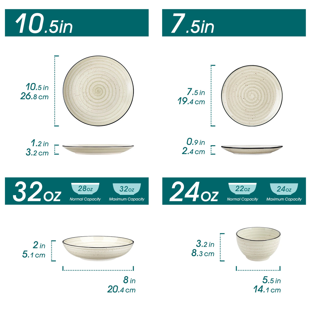 Malacasa Ceramic Dinnerware Set With Plates And Bowls