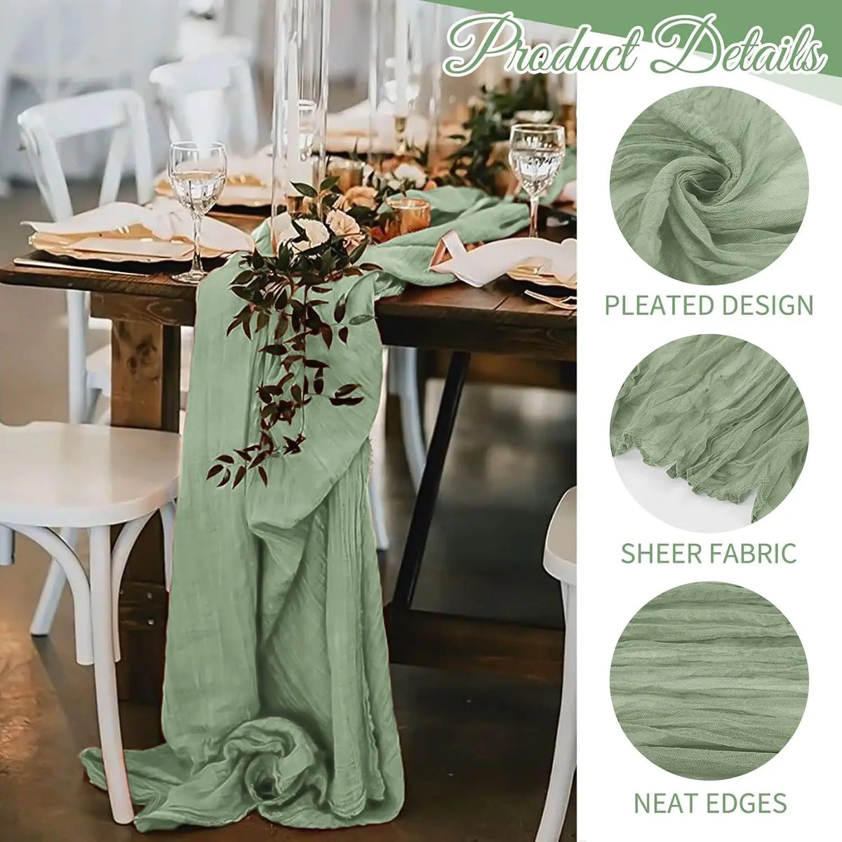 Cheese Cloth Gauze Table Runner For Wedding Reception Decor