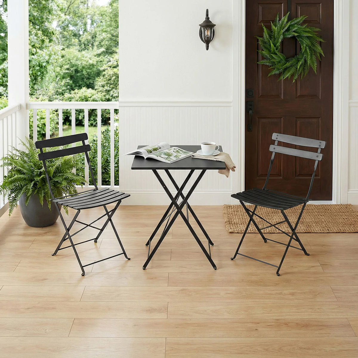 HiMISS Collapsible Outdoor Bistro Set With Powder Coated Steel Frame