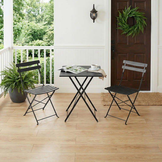 HiMISS Collapsible Outdoor Bistro Set With Powder Coated Steel Frame