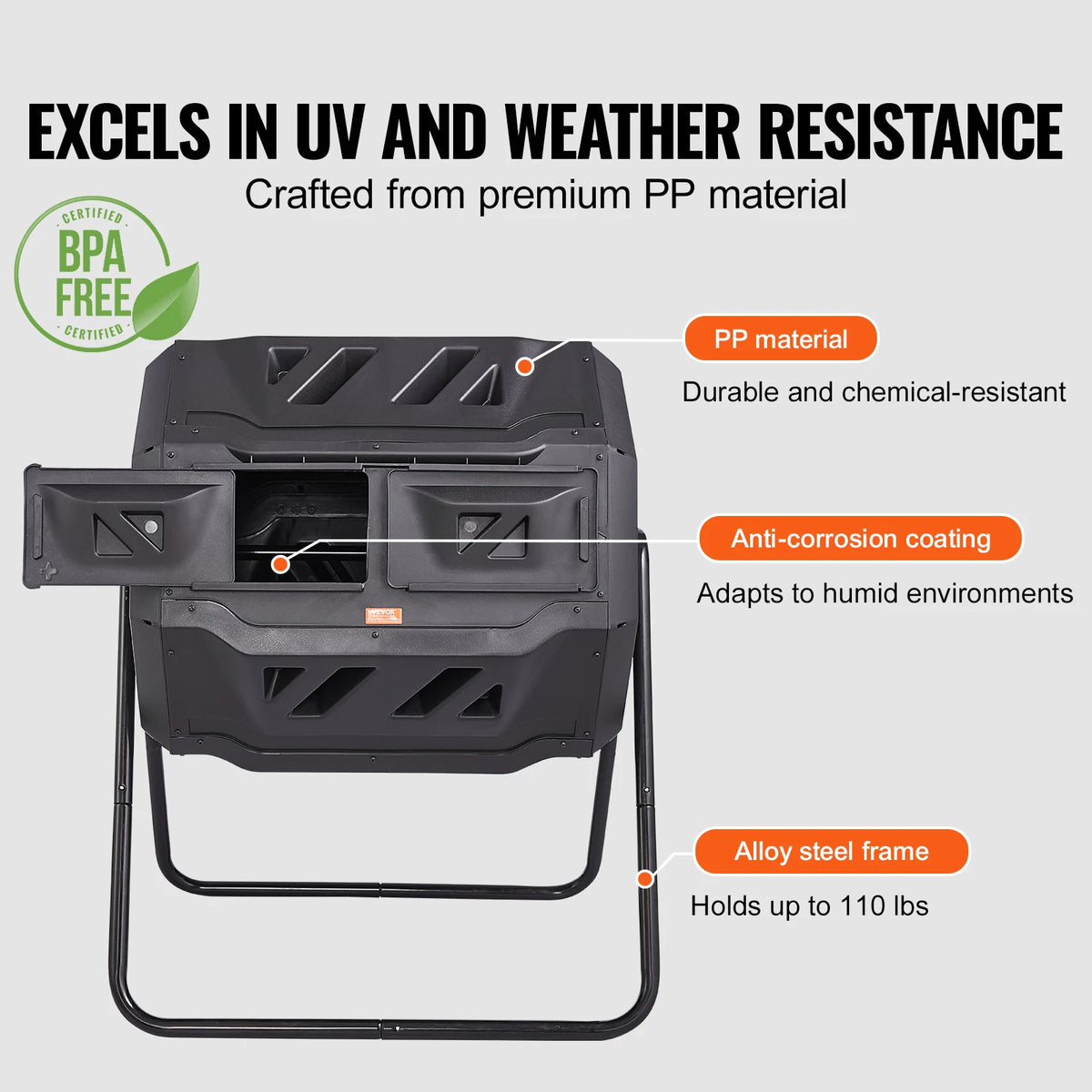 SucceBuy Dual Chamber Tumbling Compost Bin For Outdoor Gardening